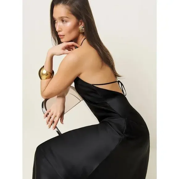 Reformation Jeany Silk Dress Black - Picture 4 of 12